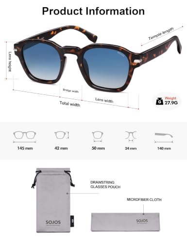 Image of SOJOS Retro Square Polarized Sunglasses Men Trendy Womens SJ2382 | Vintage UV400 90s Sun Glasses Outfit Driving