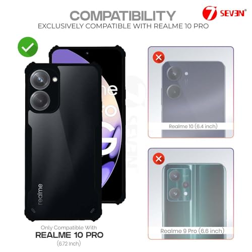 Image of 7SEVEN Ipacky Back Cover for Realme 10 Pro 5G Mobile Back Case Shock Proof Design Camera Edges Protection Crystal Clear Phone Case Precise Cutouts Matte Black Soft Bumper Phone Cover