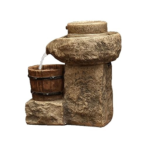 Fuente Jardin Exterior Grande Cascada de Agua Fuente de Escritorio Fuente de Escritorio en Cascada Fuente de Resina Ornamento de Escritorio Fuente de meditación Zen