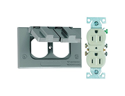 Sigma Electric Rectangle Metal 1 Gang Duplex Outlet Kit for Wet Locations