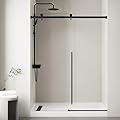 MORVANO 56-60 in. W x 75 in. H Frameless Shower Door in Black,4 in Width Adjustable Glass Shower Door,SGCC Certified 5/16" (8mm) Clear Tempered Glass with Explosion-Proof Film