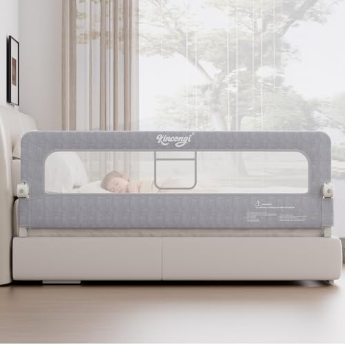 Kincongi Bed Rail for Toddlers 71 Inch Swing Down Toddler Bed Rails with Wider U-Shape Base Bed Rail for Baby for King Queen Full Twin Baby Bed Rail Guard