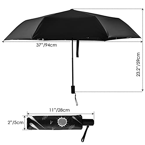 Parapluie pliable compact léger noir motif Star et Soleil univers - 6