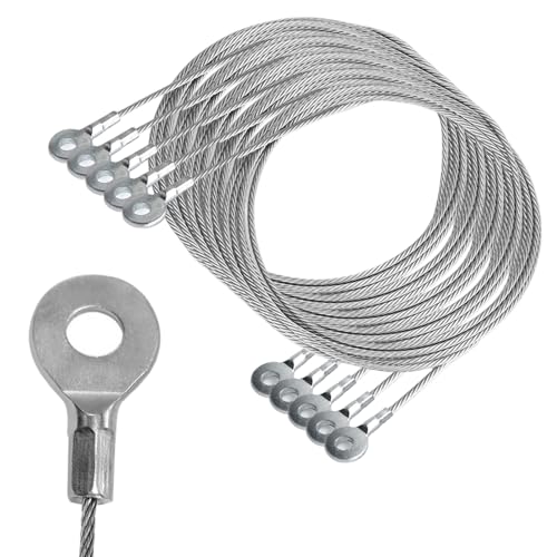 Image of 3mm Stainless Steel Rope tie Rope Safety Hanging Rope, 10 Pieces, 20-inch / 50cm Galvanized Steel Wire Rope, with Terminal Holes, Coated, Anti-Drop Device, Transparent