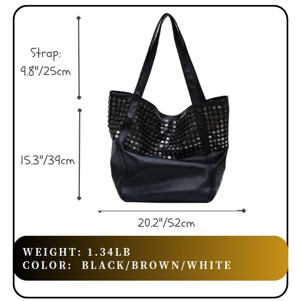 Bolso tote grande tachonado para mujer piel vegana miniatura 7