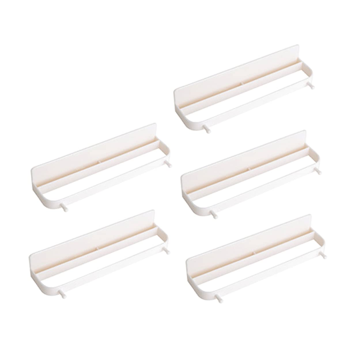 Vaguelly 5Pcs Wall Mounted Slippers Rack Punch Shoes Organizer Creative Bathroom Storage Holder for Tidy Home Easy Installation Self Adhesive Hooks Beige