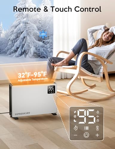 VAGKRI Quiet Electric Space Heater, Wall Mounted Heater 1500W Fast Heating with Remote, 3  - image 4