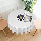 GUOLGP Mantel redondo con estampado de la bandera del estado de Massachusetts para exteriores, boda, camping, fiesta, uso diario en el hogar