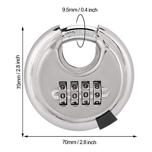 Image of Heavy Duty Combination Padlock, Large Outdoor Combination Lock 4 Digit Locker Lock Outdoor Waterproof (Steel, Silver)
