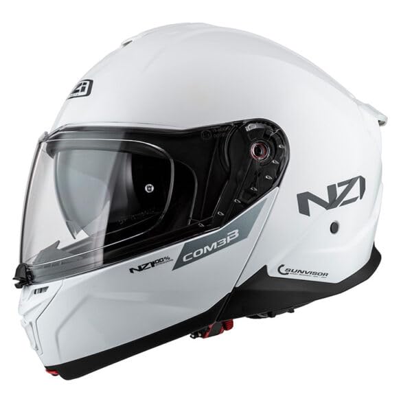 NZI Combi 3 Duo Blanco - Casco de Moto Modular Abatible con Visor Solar - Homologado P/J ECE 22.06 (M)