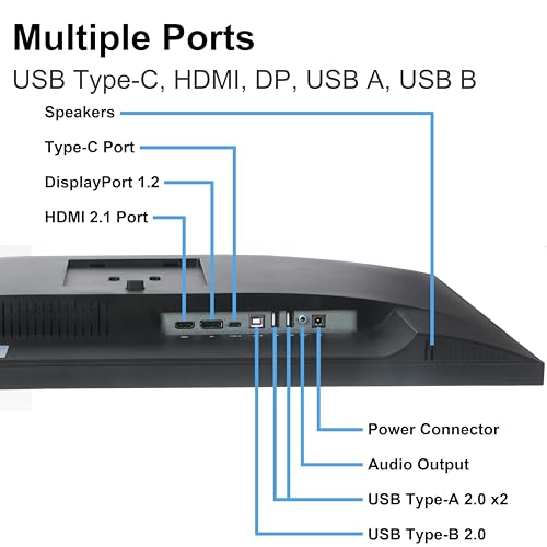 Image of 1stPV 27 inch 4K UHD Security & Gaming LED Monitor, Adaptive Sync, IPS HDR | Type-C 65W PD, HDMI 2.1, DP 1.4, Built-in Speakers, 24 /7 Continuous Operation, 5ms 178, for CCTV DVR NVR Gaming