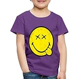 Spreadshirt Smiley World Klassischer Smiley Used Look Kinder Premium T-Shirt, 134-140, Lila