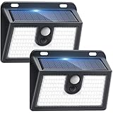 [2 Packs] Solar Motion Sensor Outdoor Lights, Super Bright Solar Lights Outdoor Waterproof, 3 Lighting Modes Security Wall Light for Outside Walking Dog Fence Backyard Deck Garden Door Step Garage