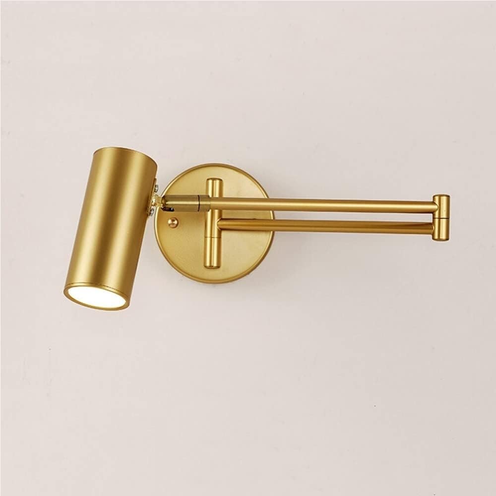 SXECAEPS Modern Adjustable Swing Arm Wall Sconce Reading Light Headboard Lamp Wall-Mounted Hardwired Sconces GU10 Swivel Spot for Bedside Living Room Farmhouse(Oro)