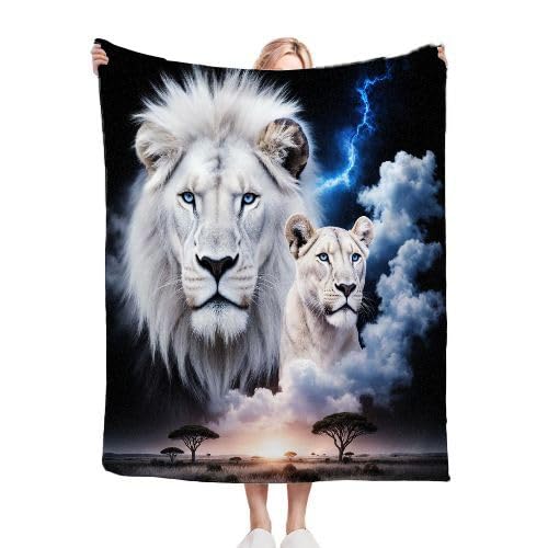Koc Polar 220 x 240 Zwierzę Lew, Koc Maxi Komfort 220x240 cm | Trwała miękkość i łatwa konserwacja, przestronne pokoje dzienne i deszczowe dni D252