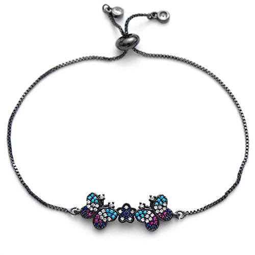 Charme de fleur et double papillon en oxyde de zirconium à offrir en cadeau