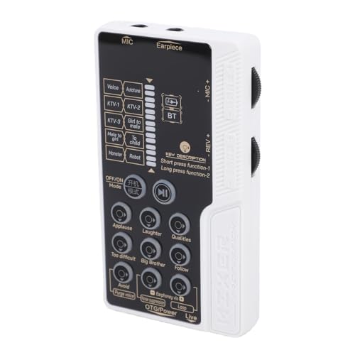 Bewinner Juego de Tarjeta de Sonido Cambiador de Voz Portátil con Luz Bluetooth RGB, Micrófono de Mano, Tablero de Sonido Cambiador de Voz con 8 Efectos para Transmisión, Juegos, Chat,