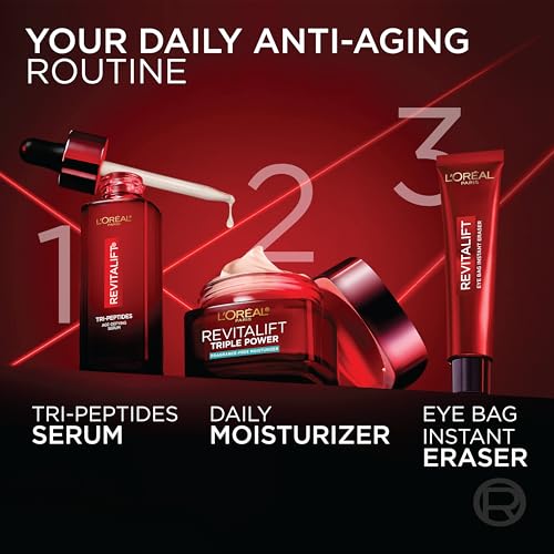 Image of L'Oreal Paris Revitalift Triple Power Anti-Aging Face Moisturizer, Fragrance Free, Pro Retinol, Hyaluronic Acid & Vitamin C to Reduce Wrinkles, Firm & Brighten Skin, 2.55 Oz
