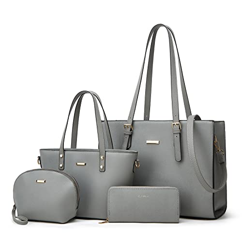 Image of Women Fashion Synthetic Leather Handbags Tote Bag Shoulder Bag Top Handle Satchel Purse Set