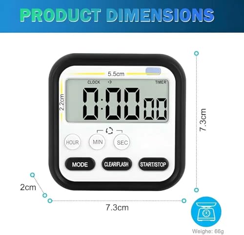 Image of Gadget Deals Magnetic with Hanging Option - Stopwatch for Study | Stopwatch Timer for Study Table | Kitchen Timer | Digital Alarm Clock | Alarm Clock for Bedroom |(AAA Battery not Included)