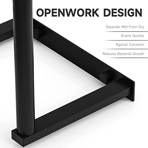 Kasxerku Towel Racks For Bathroom Wall Mounted, Stainless Steel Bath Towel Holder Wall Towel Rack For Rolled Towels, Modern Small Space Bathroom Towel Storage, Frosted Black Bathroom Organizer #TOP1