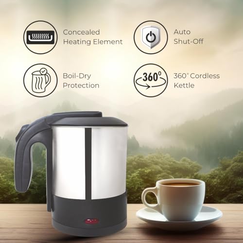Image of BALTRA Dazzle Electric Cordless Kettle 1100W 1L Capacity Cordless Jug | Stainless Steel Body, Automatic Power Off, Concealed Heating Element, Boil Dry Protection, Travel-Friendly, 2 Year Warranty