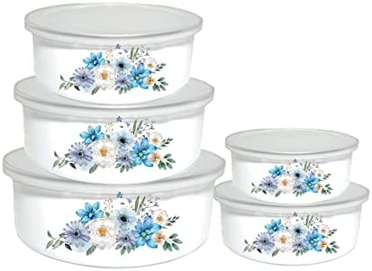 Mixing Bowls Sets for Kitchen Serving Fruit Cereal Ice Cream Salads Prepared Bowls 5 pieces with Lid Metal Prep Baby Bowls Sugar Candy Nesting Food Storage Food Container Bowl