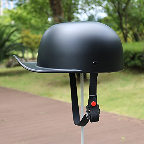 Woljay Vintage Open Face Motorcycle Helmet Retro Baseball Cap Half Helmets Men Women for Cruiser Street Scooter Moped Cap Jet with Mask Glasses - DOT Certified (XX-Large, Matte Black)