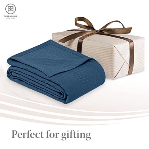Threadmill Cotton King Pillow Shams Set Of 2 | Luxury All-Season 100% Cotton Pillow Covers | Aster Jacquard Lightweight, Soft, Cozy Decorative Bed Pillow Shams | Folkstone Blue #TOP3