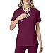 Women Scrub Tops - Short Sleeve V-Neck Nurses Uniforms - 2026 Fashion Working Medical Scrub Shirts Tee Wine