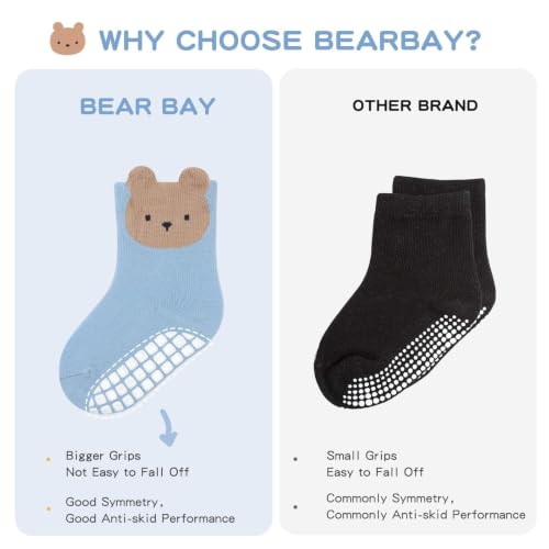 Image of Non-Slip Toddler Grip Crew Socks with Anti Skid Soles