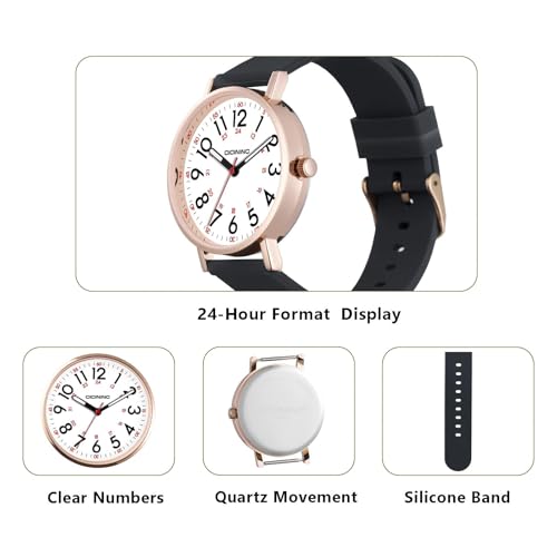 Image of Watch with Second Hand Nursing for Women, Analog Watches for Nurses, 12 /24 Hour Military Time, Easy Read Dial, Colorful Silicone Band