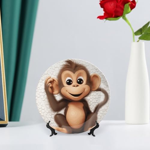 Plato decorativo Cute Monkey 6 pulgadas de cerámica miniatura 6