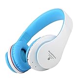 Bluetooth Headphones, Sound Intone Nk850 Wireless Headset with Microphone, Music Headphones with Adjustable Headband for Sporting, Traveling, Compatible with Cellphone, Laptop,pc,tablet (White/blue)