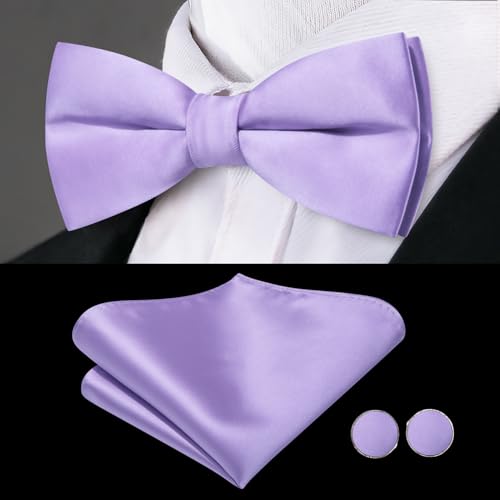 Image of Dubulle Mens Cummerbund and Bow Tie Set Paisley Floral Pretied Bowties for Men Pocket Square Cufflinks Wedding Business
