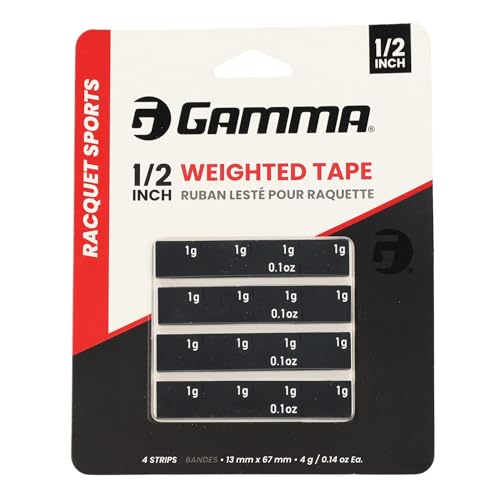Gamma Weighted Tape Adjustable Paddle & Racquet Weight for Enhanced Control Power & Speed Customizable Tape for Pickleball Tennis Padel - Black 1/2 4-Pack