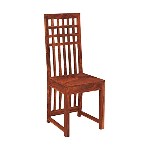 Image of Kuber Wooden Dining Chairs Set of 2 for Kitchen & Dining Room, Two Seats, Solid Sheesham Wood, Honey Finish