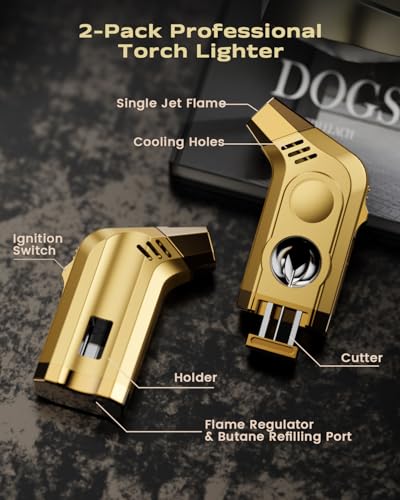 2-Pack Encendedores de Antorcha con Llama a Chorro y Estuche miniatura 3