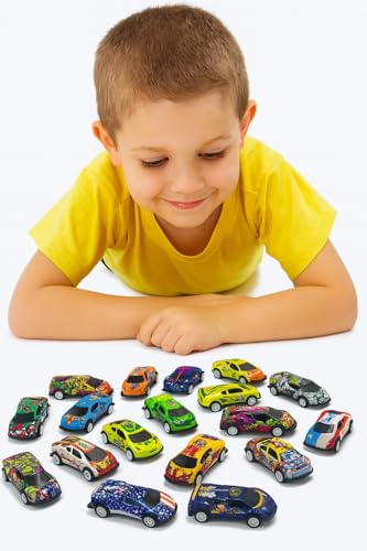 Image of Mini Racing Metal Pull Back Car Set, 12 Pieces High-Speed Friction Powered Vehicles, Colorful Diecast Alloy Models, for Kids (12)
