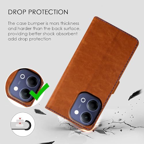 Image of Flip Cover Back Case Compatible with Vivo Y05 5G / Y11 5G / Y21 5G | Premium Leather Finish | Inbuilt Pockets & Stand | Flip Cover Back Case for Vivo Y05 5G / Y11 5G / Y21 5G (CamelBlue)