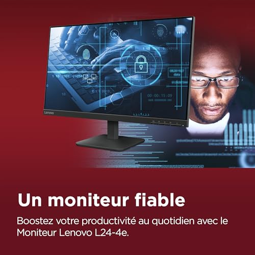 Lenovo L24-4e - Écran 23.8'' FHD (IPS, 100 Hz, 4 ms, HDMI+VGA, Cable HDMI) - Noir