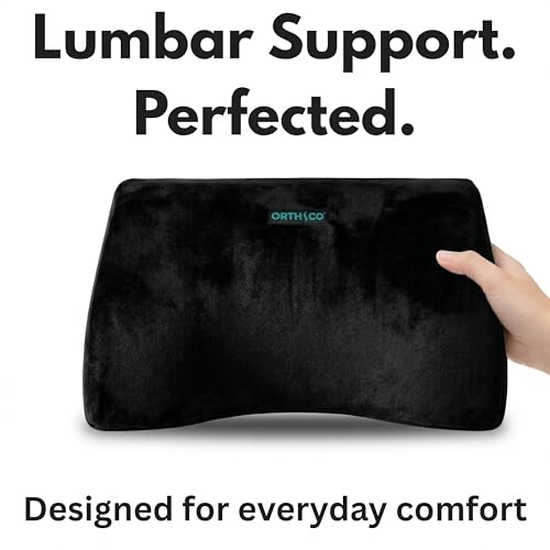 Image of Lumbar Support Back Cushion for Car Seat & Office Chair, Ergonomic Lower Back Support Pillow for Back Pain Relief, Portable Backrest Cushion for Driving, Travel, Home & Work Seating (Black)