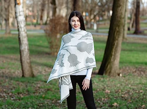 SAOL 100% Egyptian Cotton Scottish Thistle Shawl Ruana for Ladies, One Size Shawl, Made in Ireland4