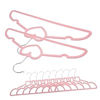 VICASKY 10 pcs Heart Shaped Plastic Clothes Hangers with Rotating Hooks Anti-slip Coat and Pants Organizers for Home Wardrobe Lightweight Closet Storage in Pink