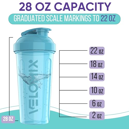 -2 Pack- 28 oz Protein Shaker Bottles for Protein Mixes - 2x Wire Whisk | Leak Proof Shaker Cups for Protein Shakes and Pre Workout | Protein Shaker Bottle Pack (Blue/Pink)