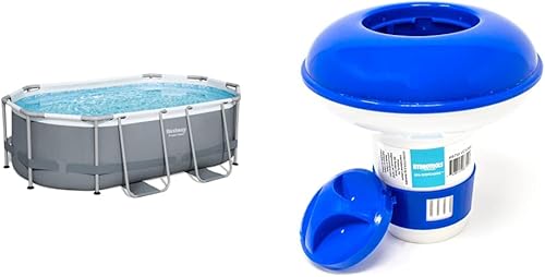Bestway SWIMLINE - Juego de piscina ovalada sobre el suelo 10 x 6 pies 7 pulgadas x 33 pulgadas incluye bomba de filtro dispensador ChemConnect y