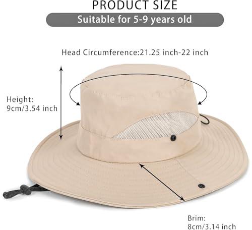 Kids-Sun-Hat with Wide-Brim UV-Protection for Boys Summer-Beach-Bucket-Hat Foldable-Safari-Boonie-Cap(for 5-9Years)2