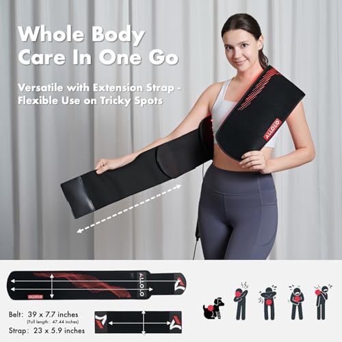 Image of ALLOLO Red Light Therapy for Body, 3 in 1 LEDs Red Light Therapy Belt with Timer Remote Control, 660nm 850nm Infrared Light Therapy Pad for Body Waist Shoulder Knee, 39 inch x 7.7 inch Large Area