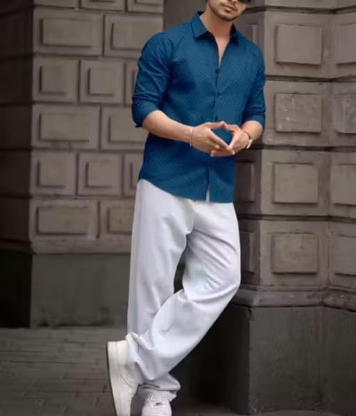 Image of Men Solid Casual Collared Shirt Breathable Comfortable Regular Fit Modern Stylish Everyday Fashion Outfit