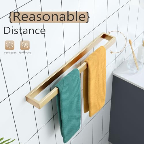 Image of KOKOSIRI Towel Bar Brushed Gold Bath Towel Holder 20 Inch Kitchen Towel Hanger Rack Stainless Steel Bathroom Hardware Wall Mounted, 1 Pack B4008BG-L20